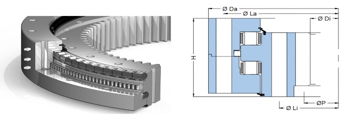 three row roller slewing bearing inner gear